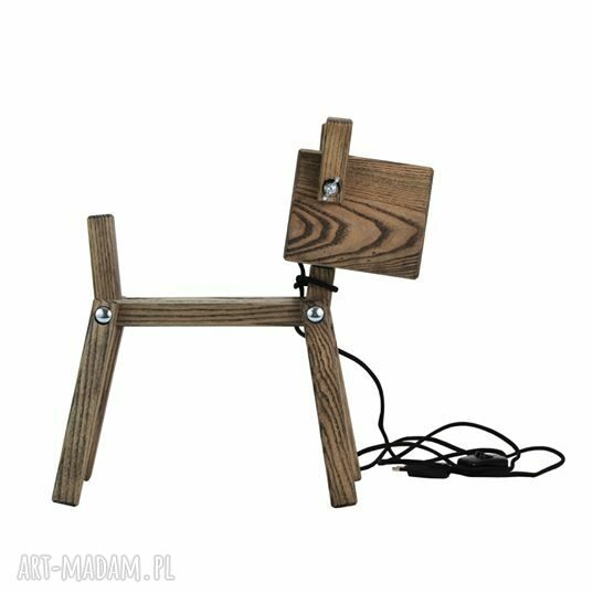 Lampka biurkowa Puppy Black 001 - drewniany pies z ruchomymi elementami