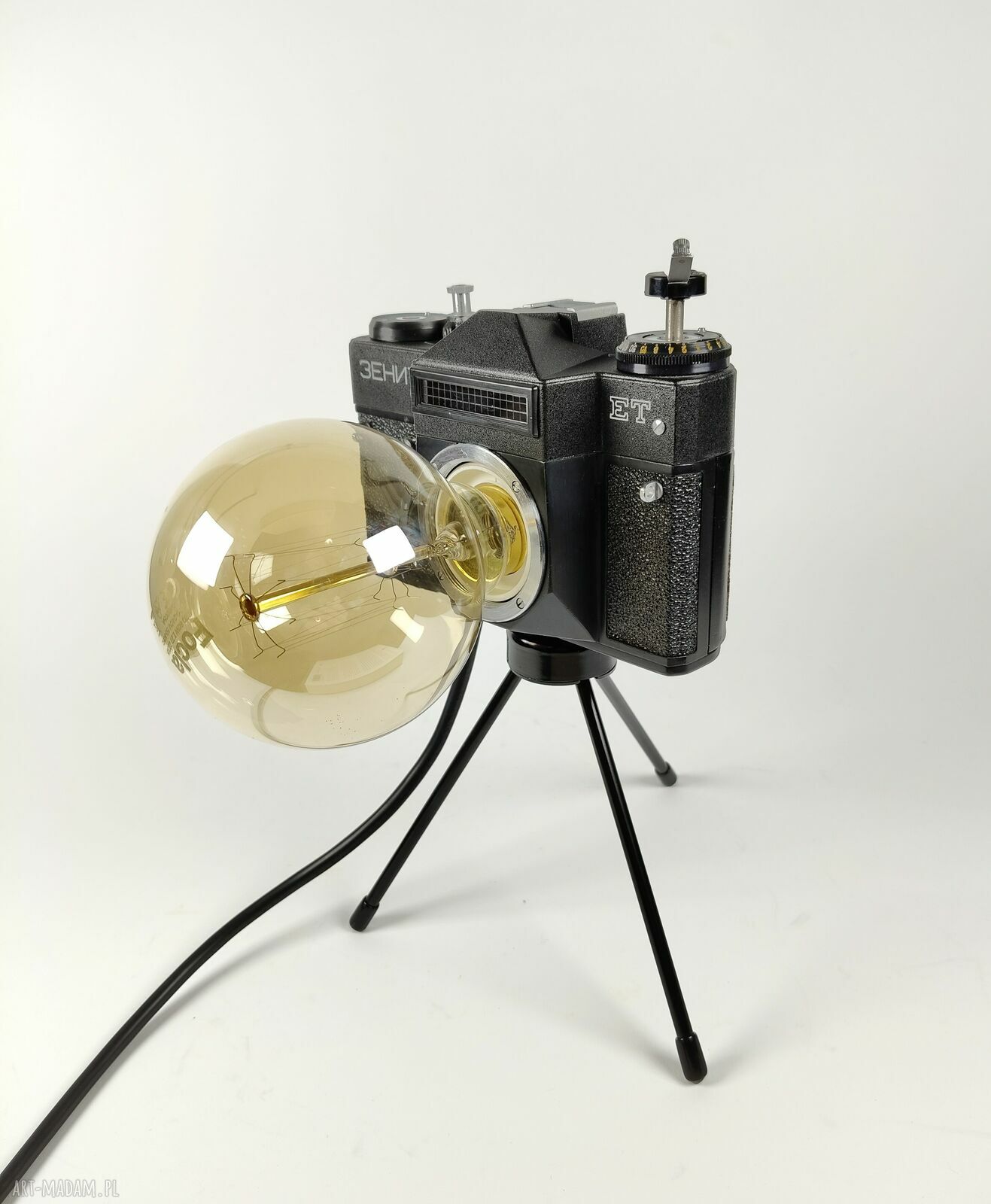 Lampka z aparatu fotograficznego - retro dekoracja vintage do biurka i na prezent
