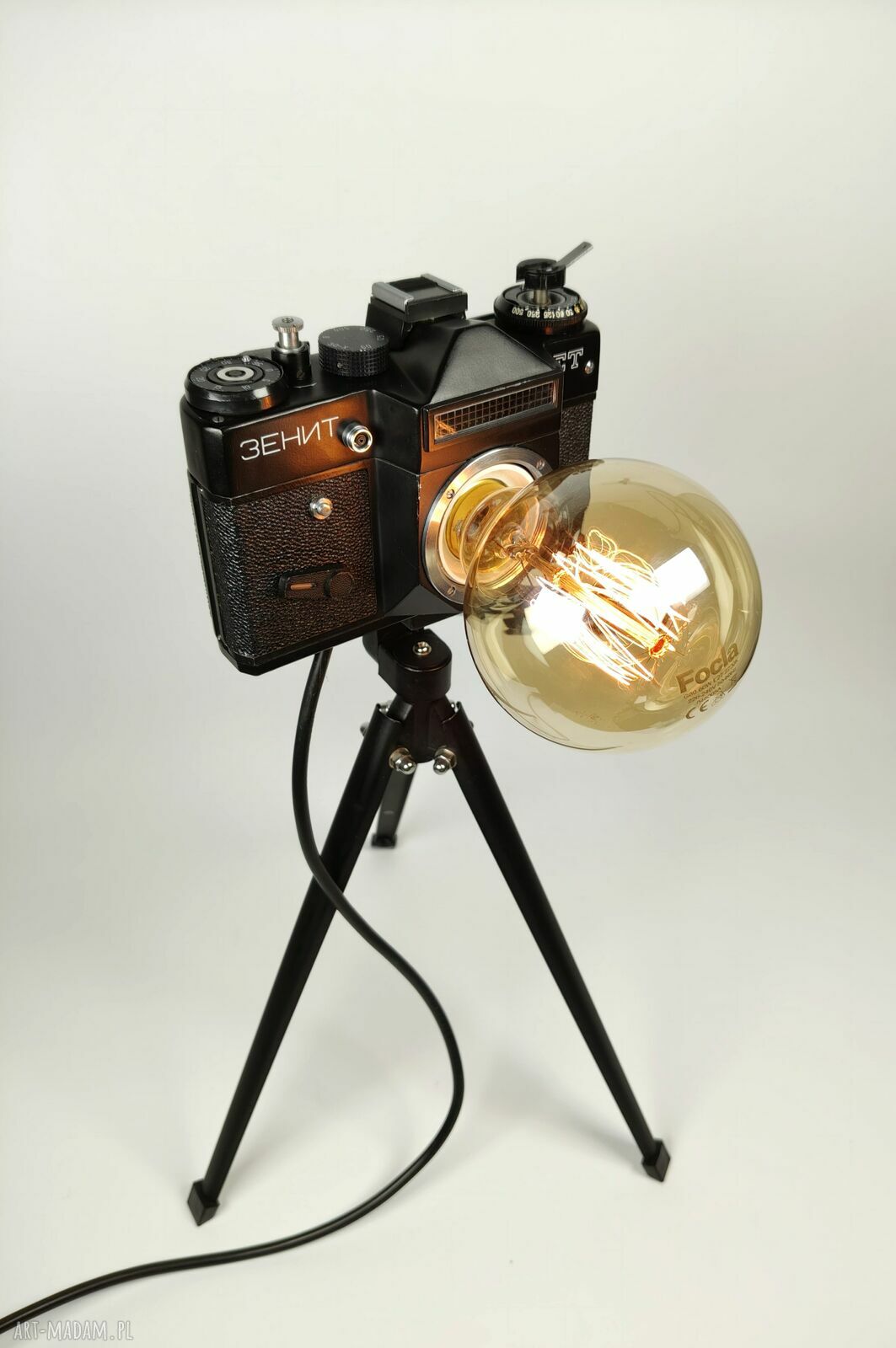 Lampka z aparatu fotograficznego w stylu retro - oryginalny prezent dla fotografa i fotograficzki