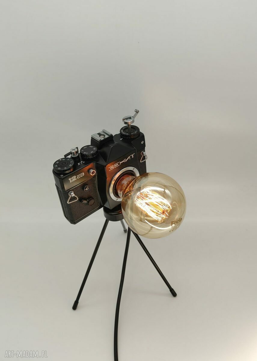 Lampka z aparatu fotograficznego - retro biurkowa, oryginalny prezent dla fotografki