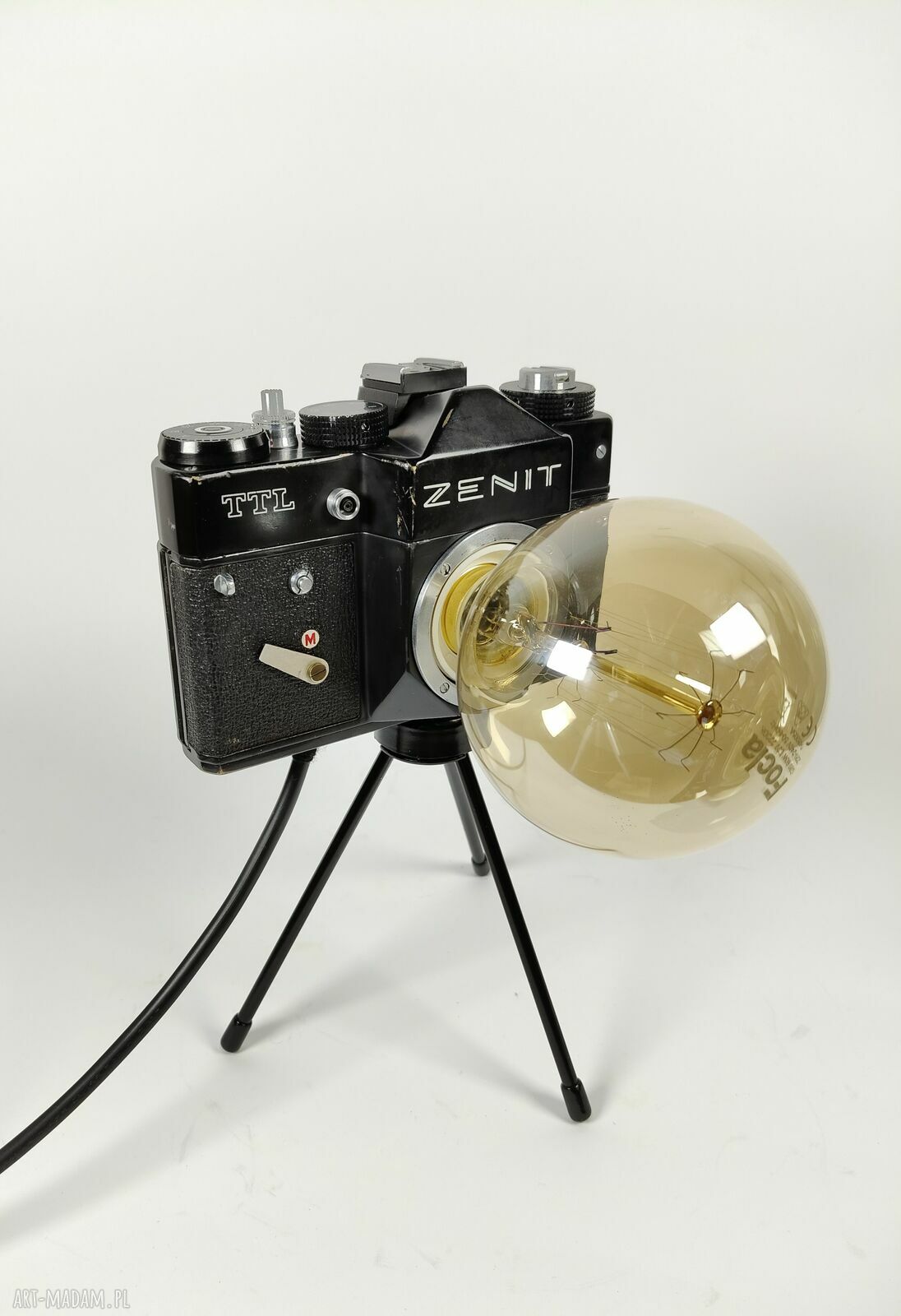 Lampka z aparatu fotograficznego - retro dekoracja i prezent dla fotografki