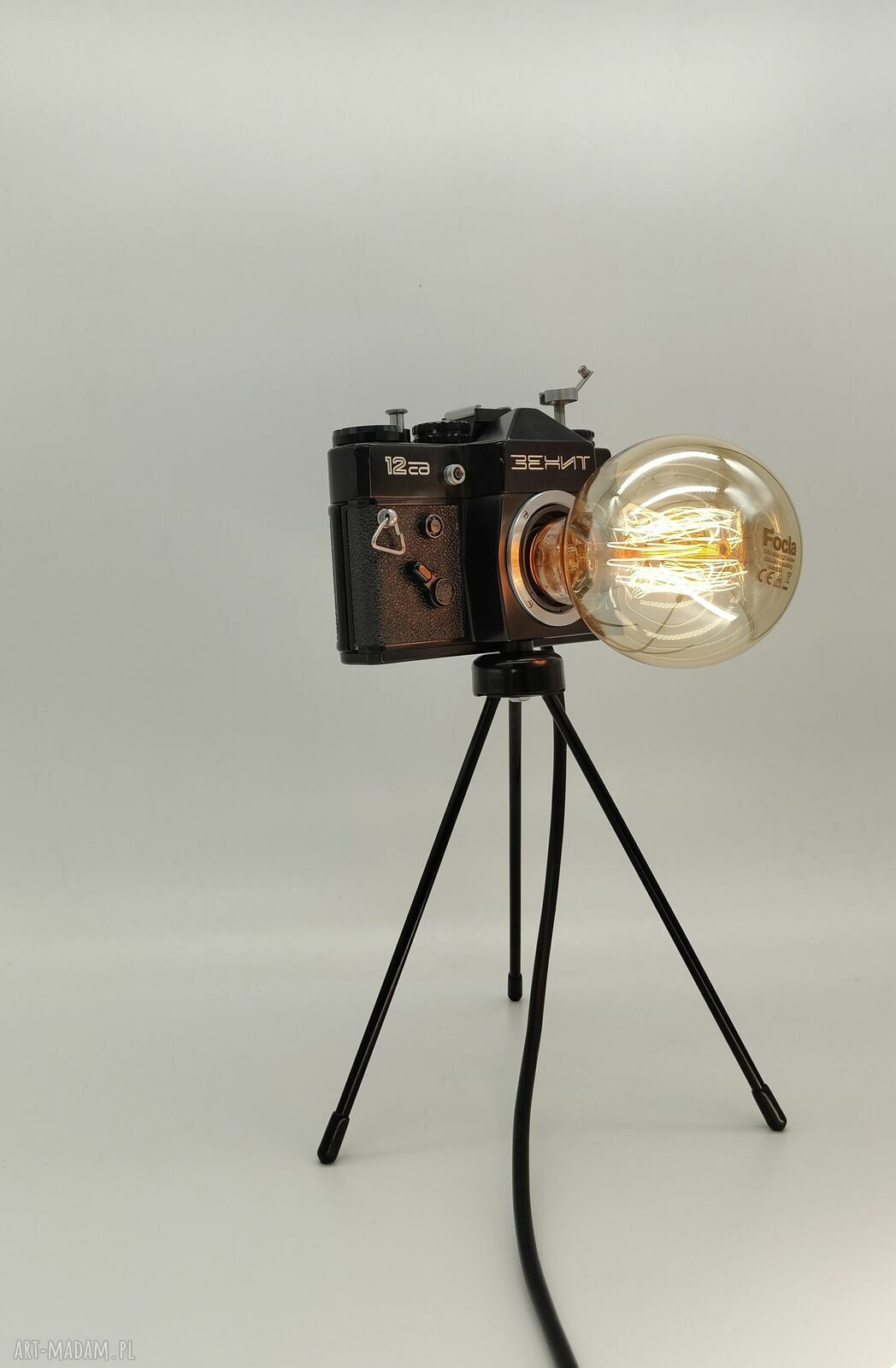 Lampka z aparatu fotograficznego - retro biurkowa, oryginalny prezent dla fotografki