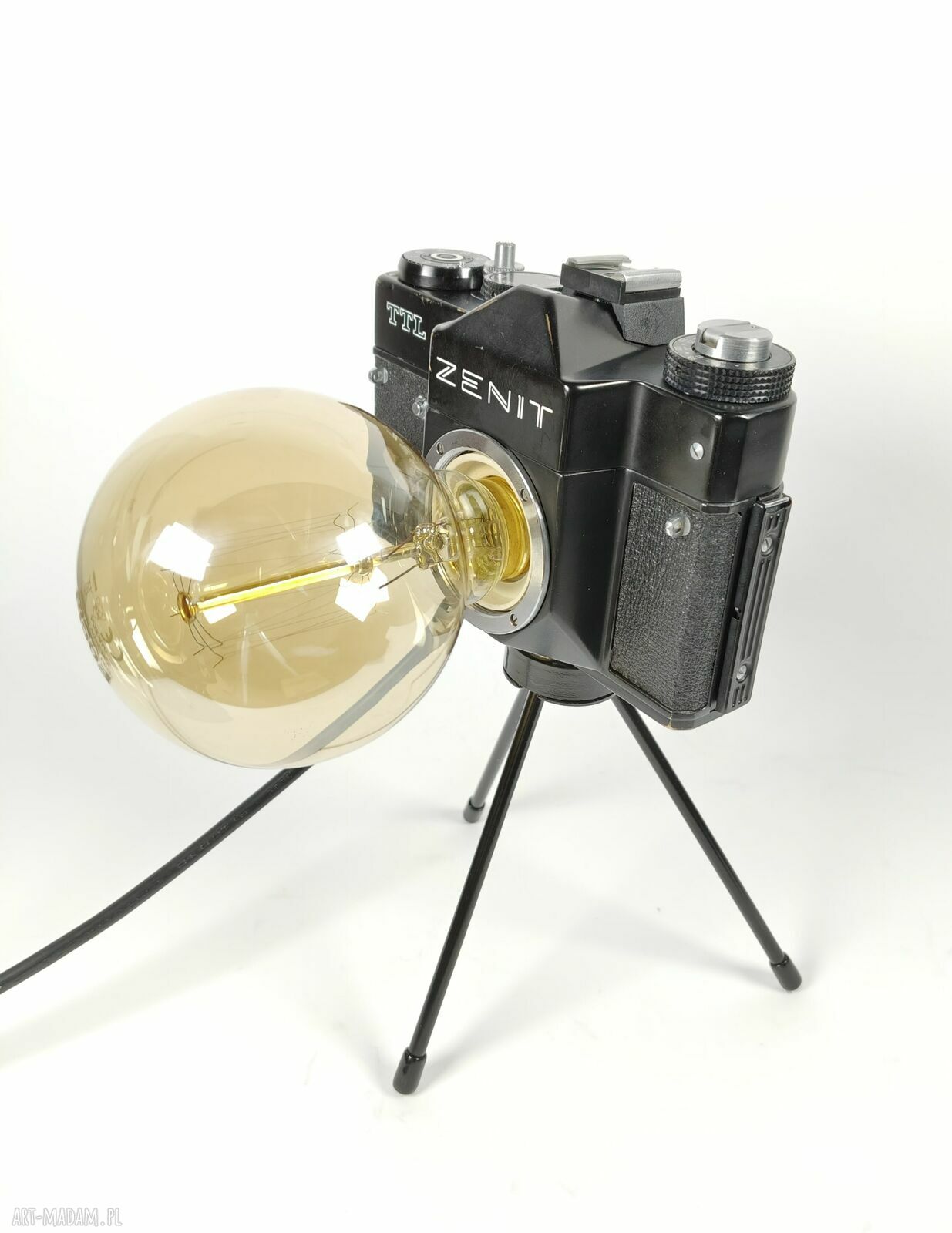 Lampka z aparatu fotograficznego - retro dekoracja i prezent dla fotografki