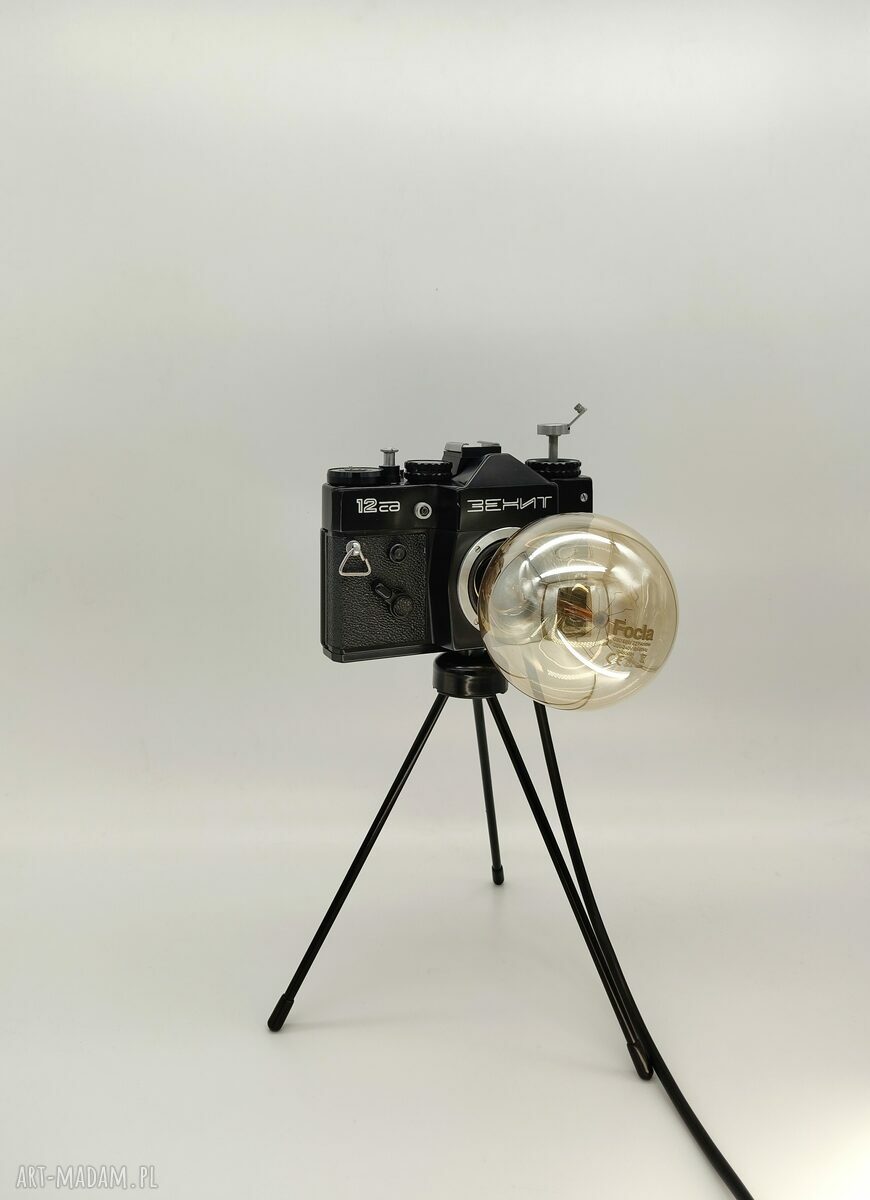 Lampka z aparatu fotograficznego - retro biurkowa, oryginalny prezent dla fotografki