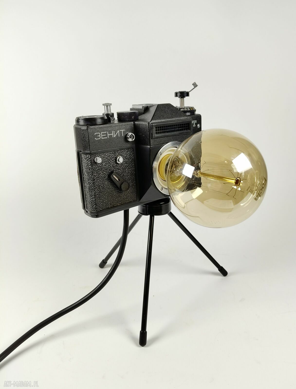 Lampka z aparatu fotograficznego - retro dekoracja vintage do biurka i na prezent
