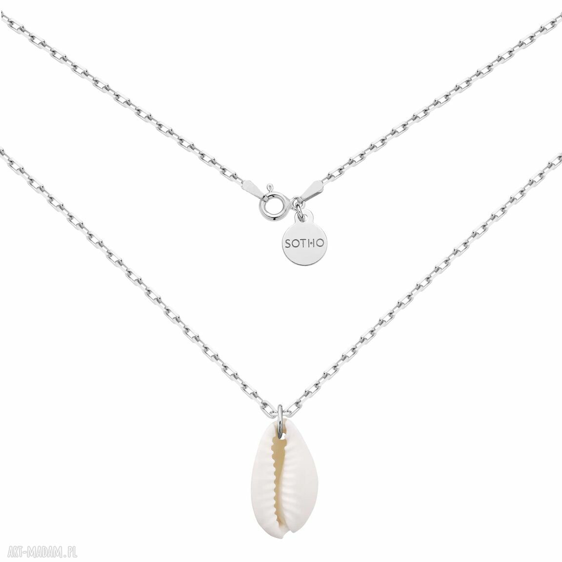 Srebrny masywny łańcuszek muszelką 925 naszyjnik srebro łańcuch