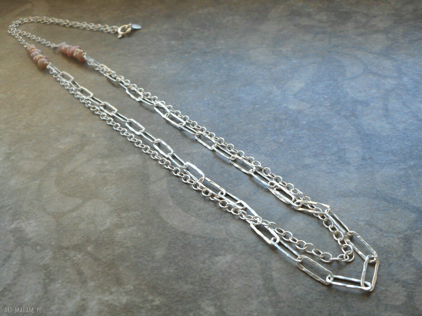 Srebrny naszyjnik z perłami hodowlanymi 925 - 68 cm