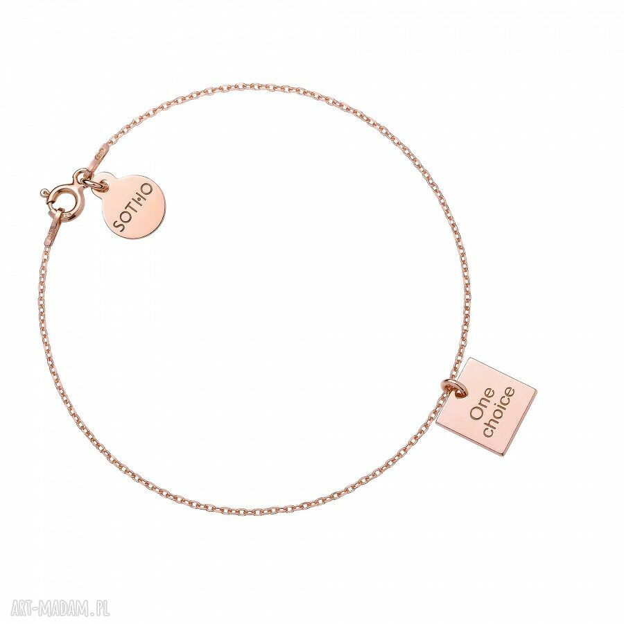Bransoletka rÓŻowego zŁota one choice kwadracik zawieszka