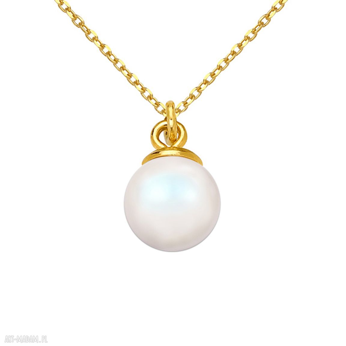 naszyjniki: Złoty naszyjnik z opalizującą perłą SWAROVSKI® CRYSTAL Ręcznie wykonane