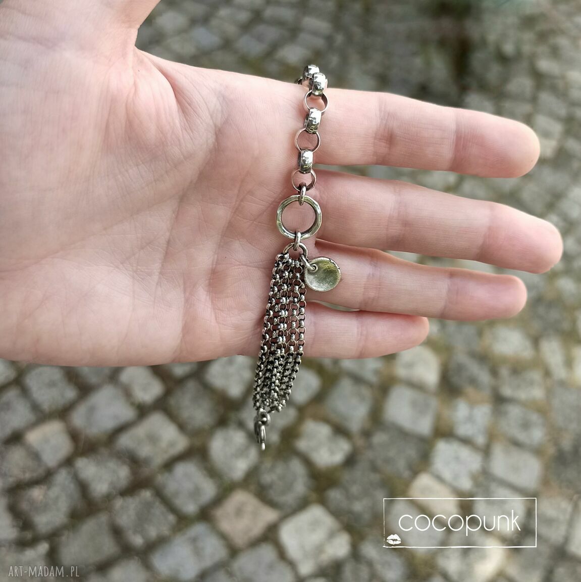 bransoletki: Bransoleta srebro 925 masywna, łańcuchowa, nowoczesna. ręczne wykonanie