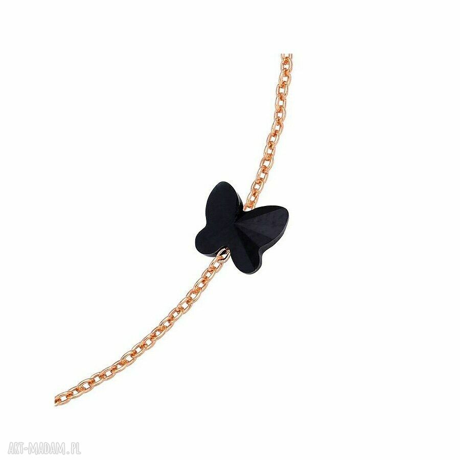 bransoletki: Bransoletka z różowego złota zdobiona czarnym motylkiem SWAROVSKI® CRYSTAL