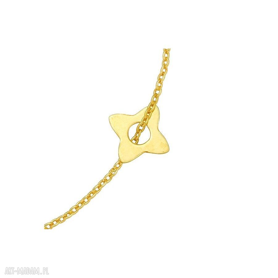 bransoletki: ZŁOTA BRANSOLETKA Z ROZETKĄ I BRĄZOWYM CHWOSTEM Handmade