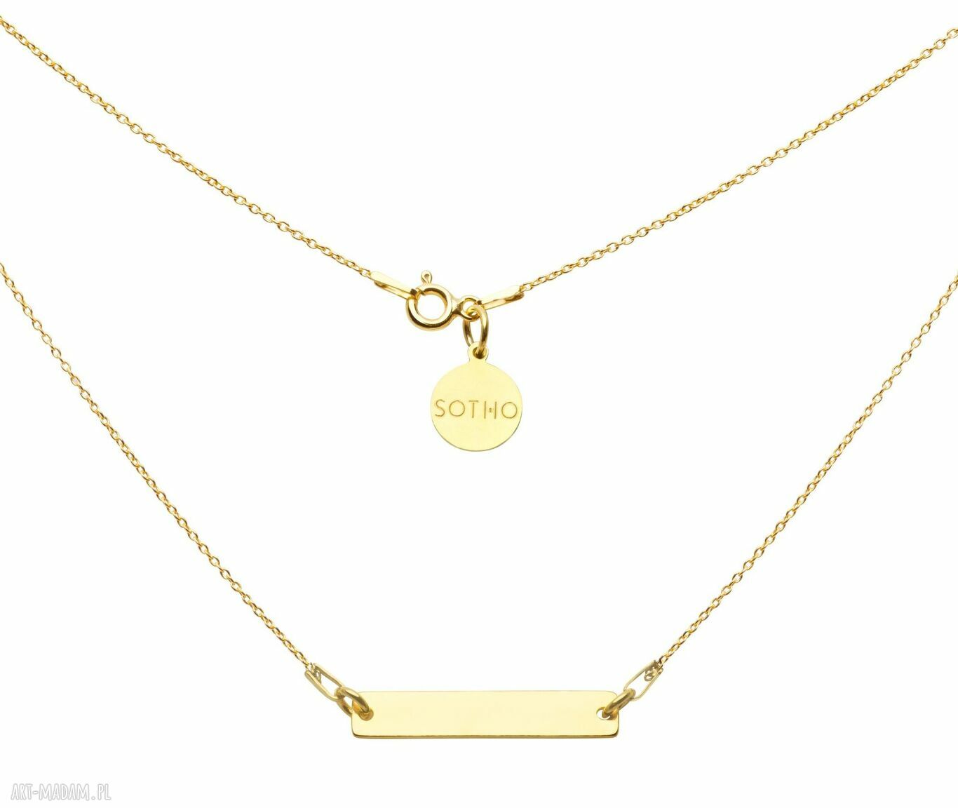 ZŁoty naszyjnik prostokĄtnĄ blaszkĄ prostokąt