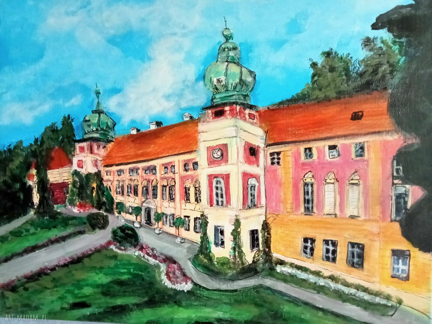 Obraz Łańcut - zamek i pejzaż ręcznie malowany