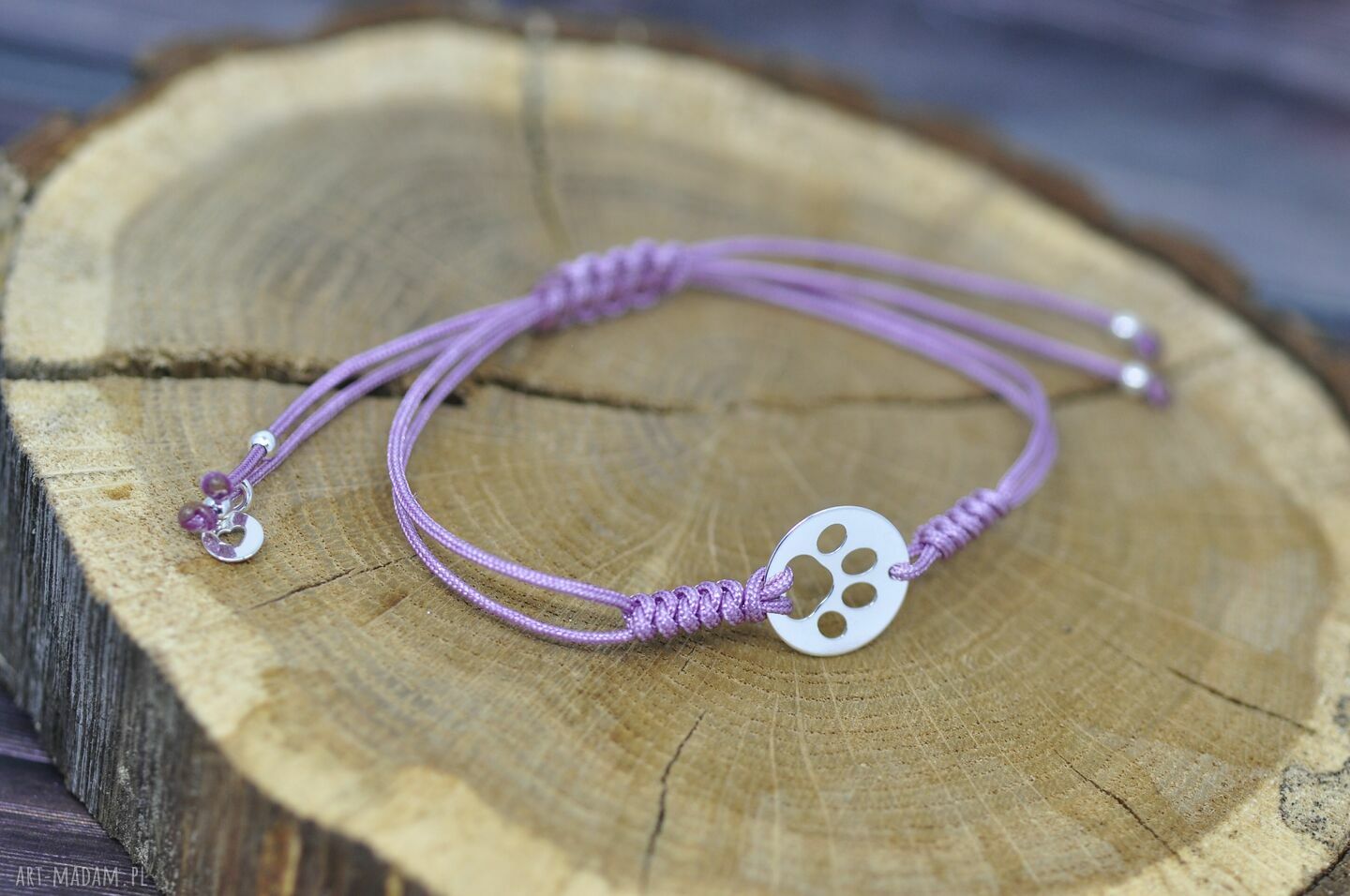 Łapka kota lub psa - bransoletka ze srebra 925 na szczęście (handmade)