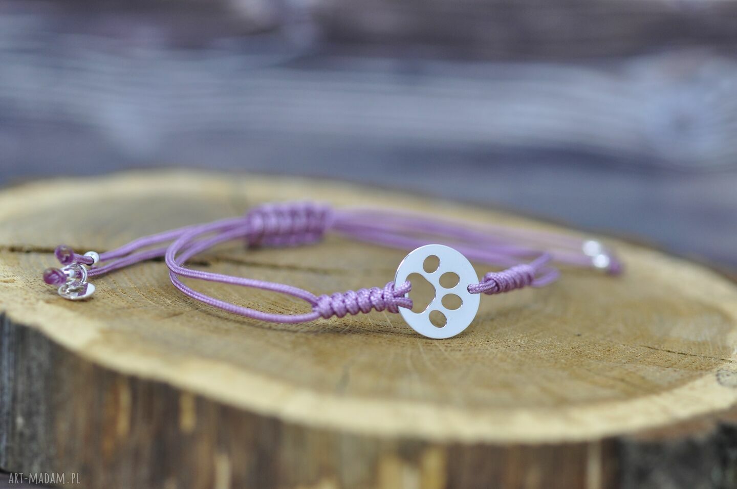 Łapka kota lub psa - bransoletka ze srebra 925 na szczęście (handmade)