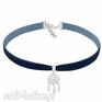 ręcznie wykonane naszyjniki boho choker navy blue velvet