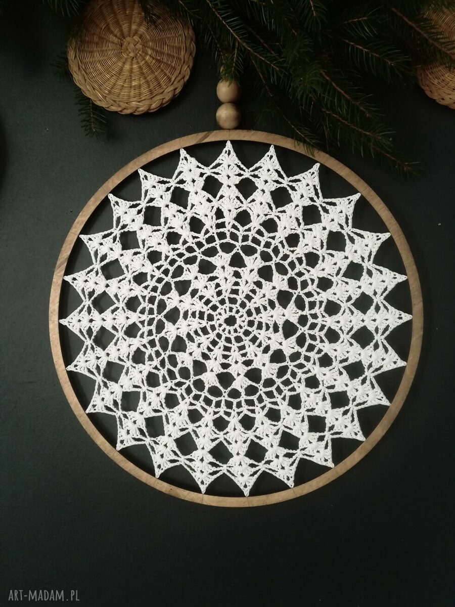 Łapacz snów Wooden Love prezent i dekoracja z motywem śniegu