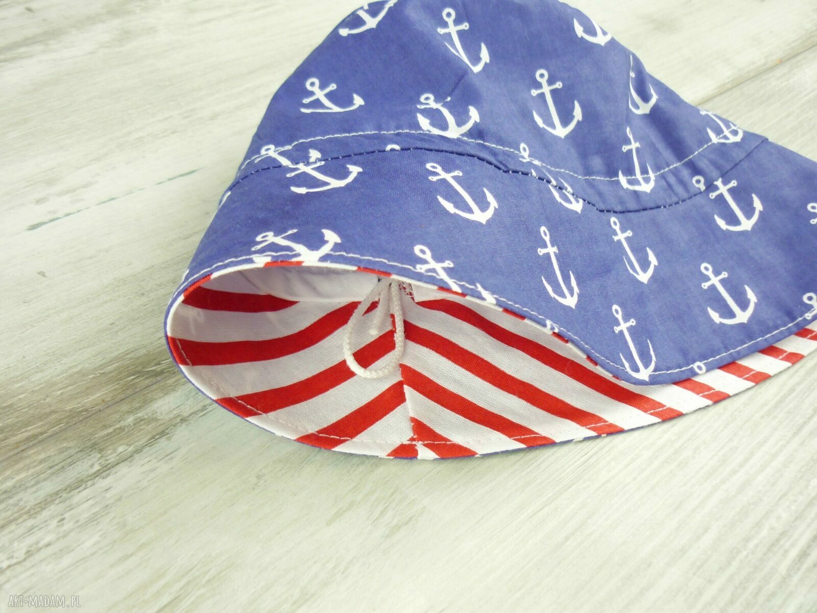 dla dziecka: Kapelusz dla dziecka, kotwica Ręcznie wykonane