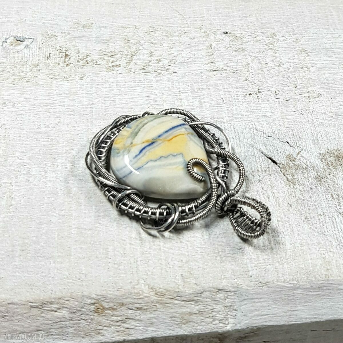 Lapis Lace Onyx s156 - naszyjnik wire-wrapping ze srebra 999