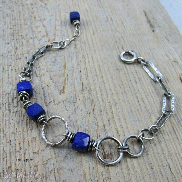 Komplet z lapis lazuli - srebro 925: bransoletka i kolczyki (Irart)