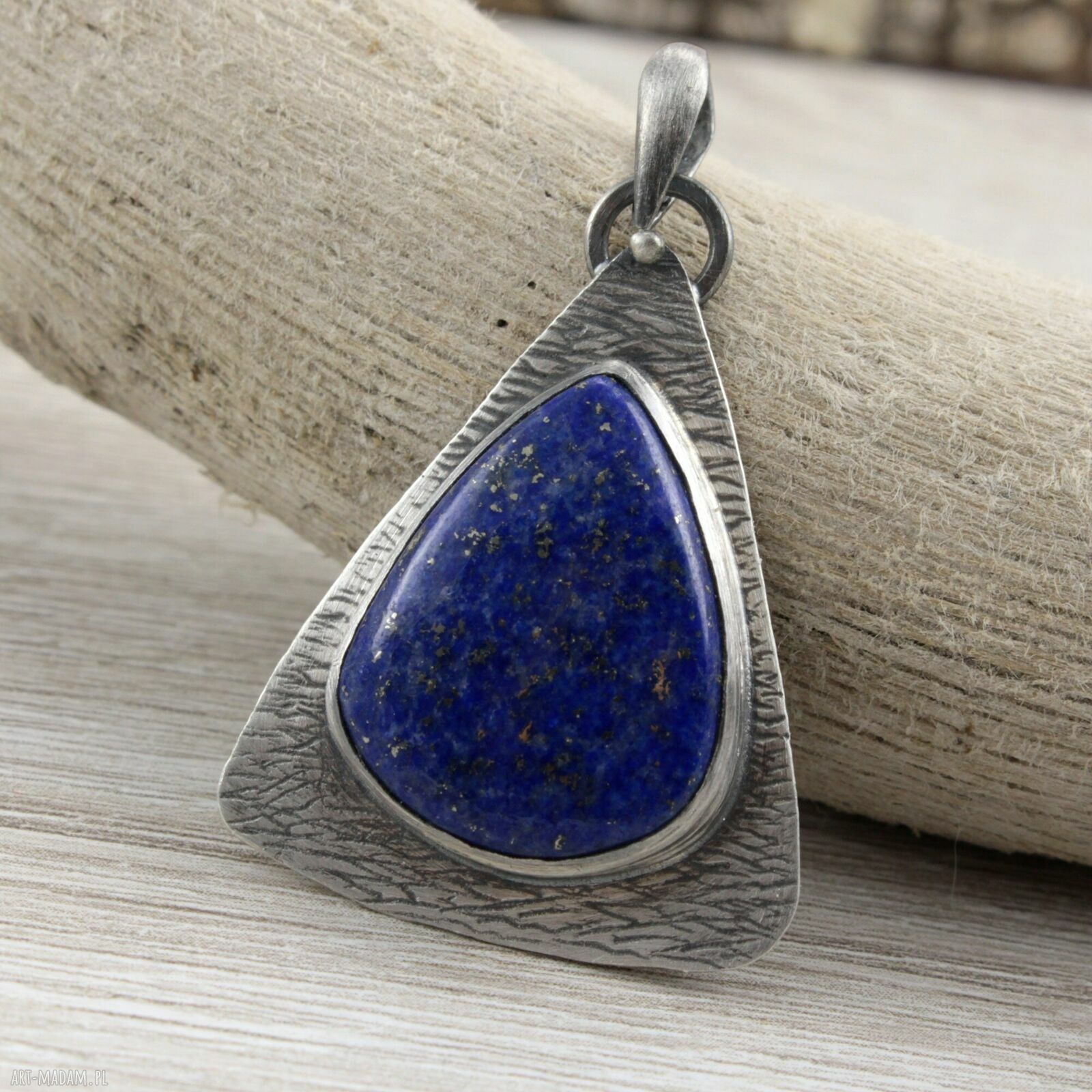 Lapis lazuli i srebro 925/999 - ręcznie robiony wisiorek