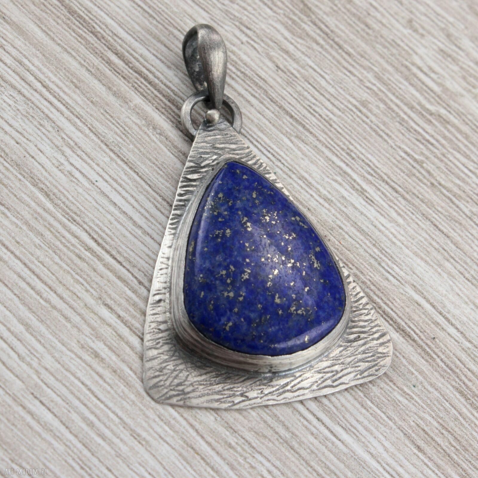 Lapis lazuli i srebro 925/999 - ręcznie robiony wisiorek
