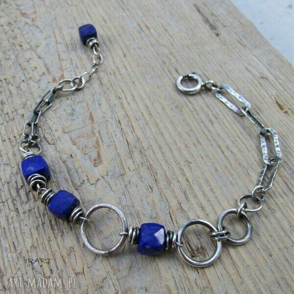 Komplet z lapis lazuli - srebro 925: bransoletka i kolczyki (Irart)