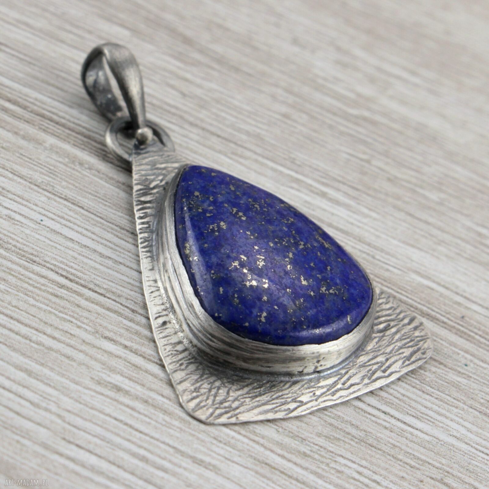 Lapis lazuli i srebro 925/999 - ręcznie robiony wisiorek