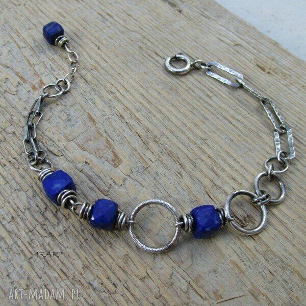 Komplet z lapis lazuli - srebro 925: bransoletka i kolczyki (Irart)