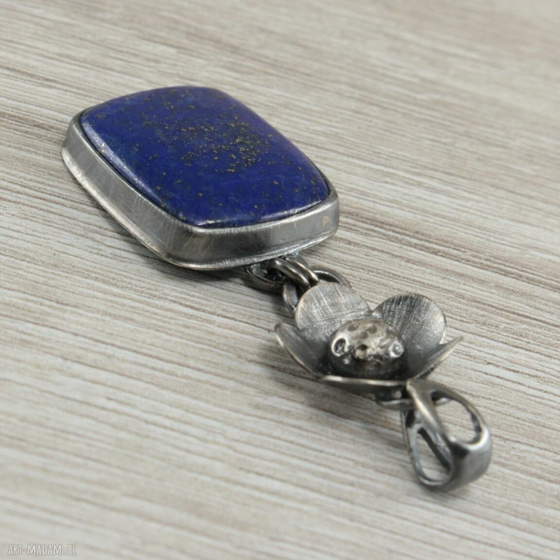 Ręcznie robiony wisiorek z lapis lazuli i srebra 925/999 - 1679a
