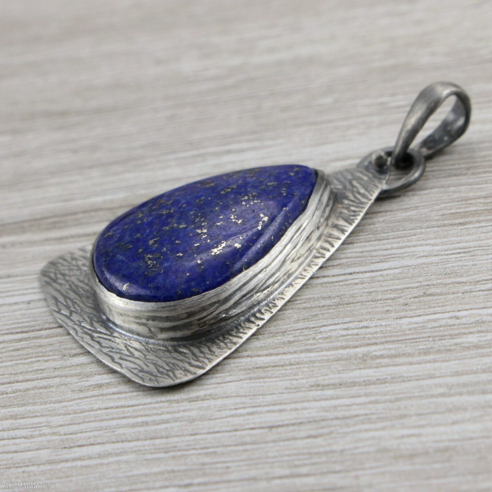 Lapis lazuli i srebro 925/999 - ręcznie robiony wisiorek