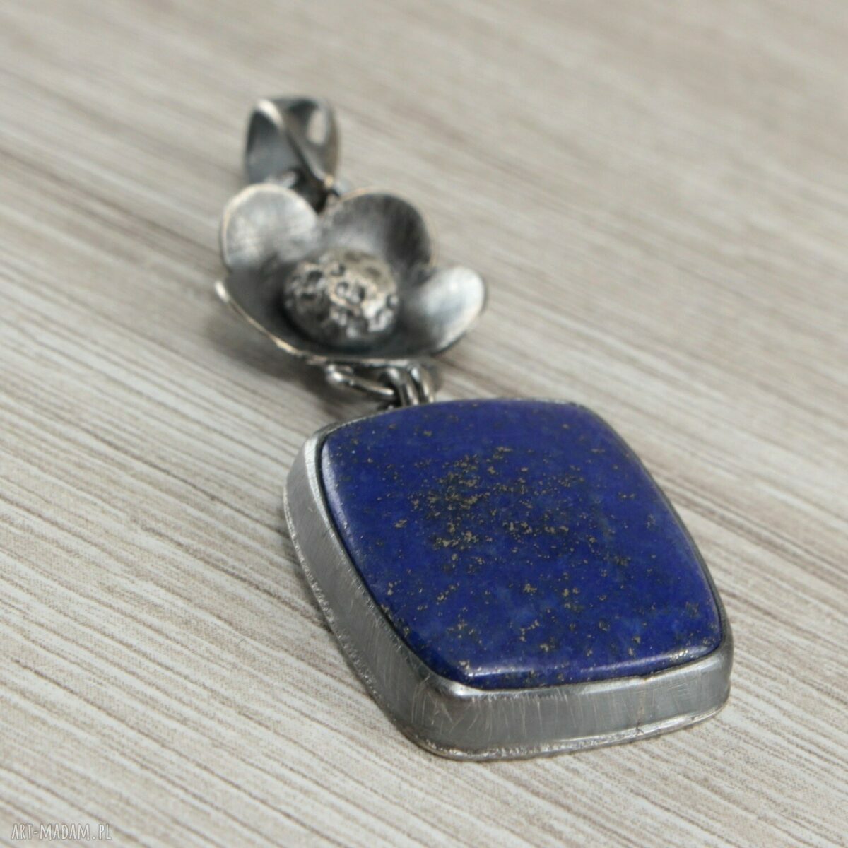 Ręcznie robiony wisiorek z lapis lazuli i srebra 925/999 - 1679a