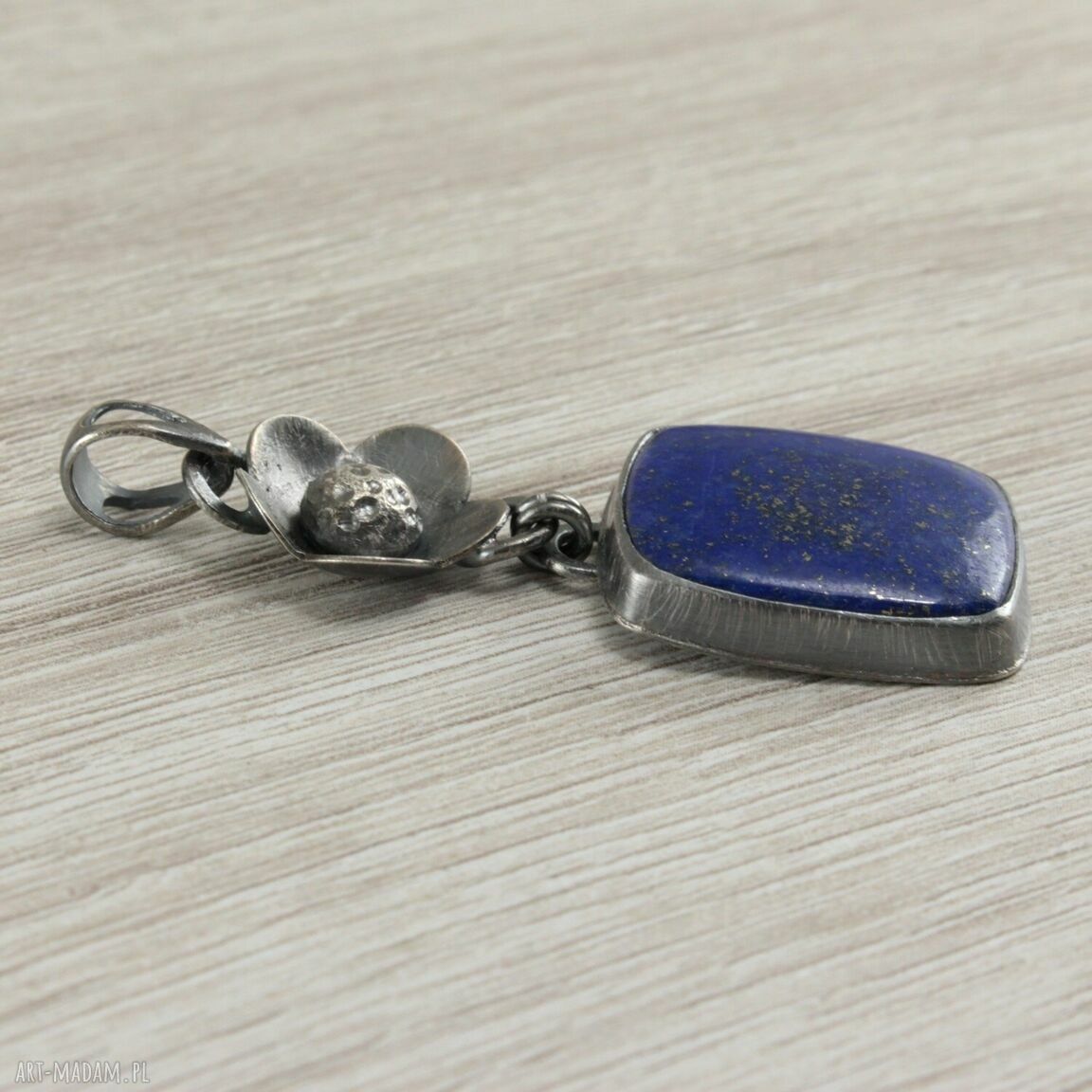 Ręcznie robiony wisiorek z lapis lazuli i srebra 925/999 - 1679a