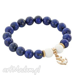 lapis lazuli with anchor - złote bransoletki