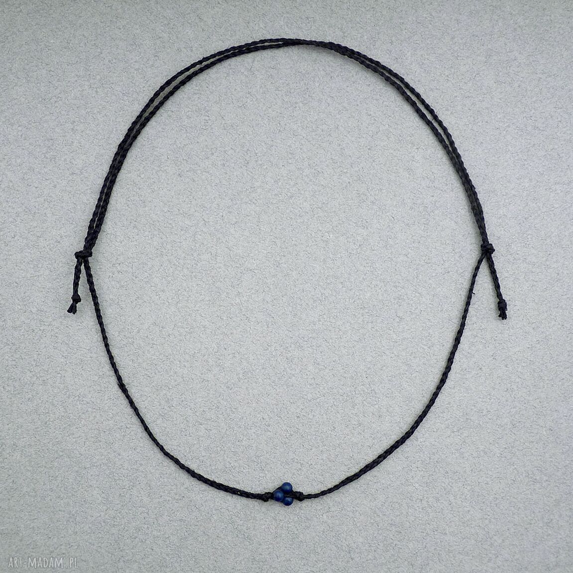 Lapis lazuli simple - minimalistyczny naszyjnik lniany z lapis lazuli, regulowany