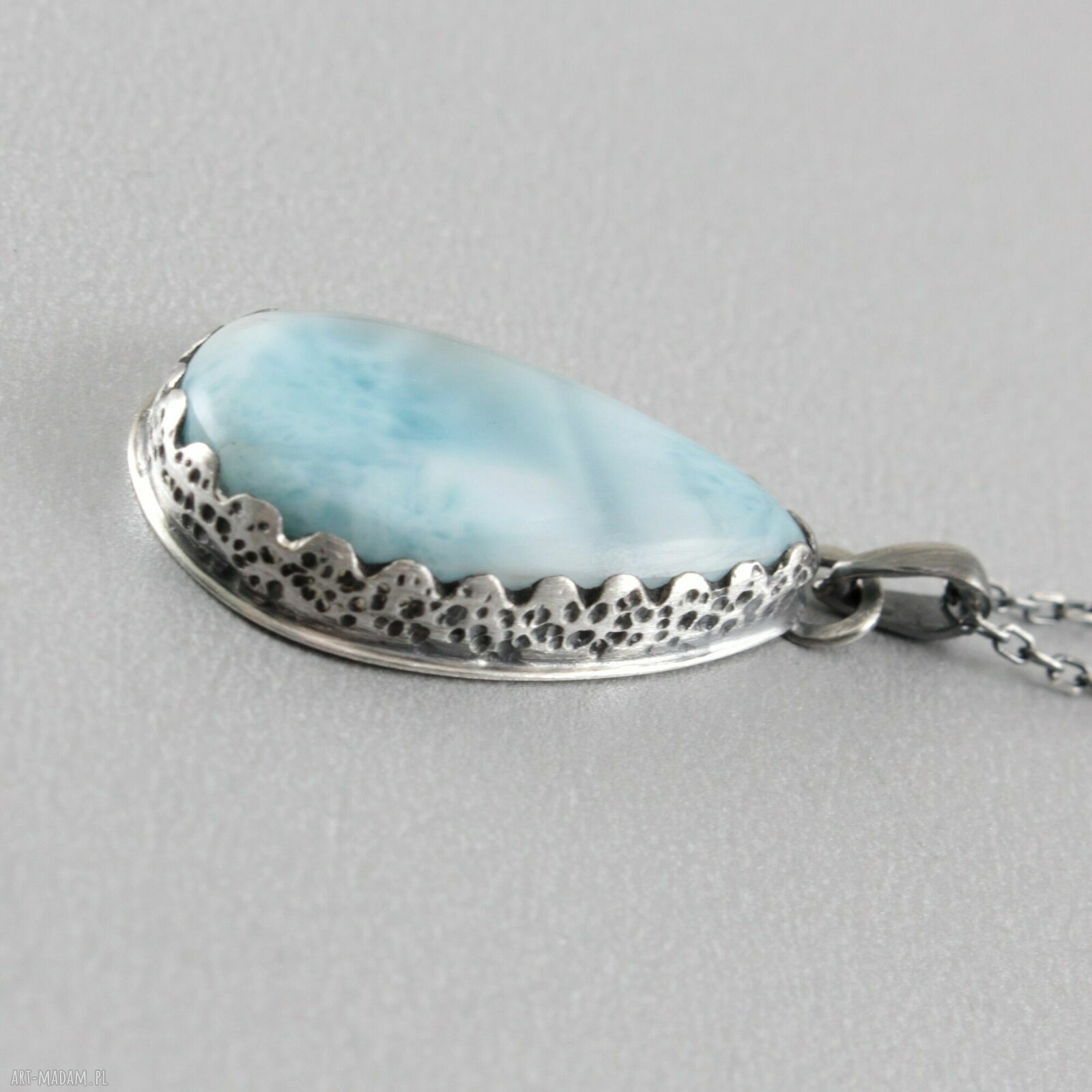 Larimar i srebro oksydowane - ręcznie robiony komplet 1943a