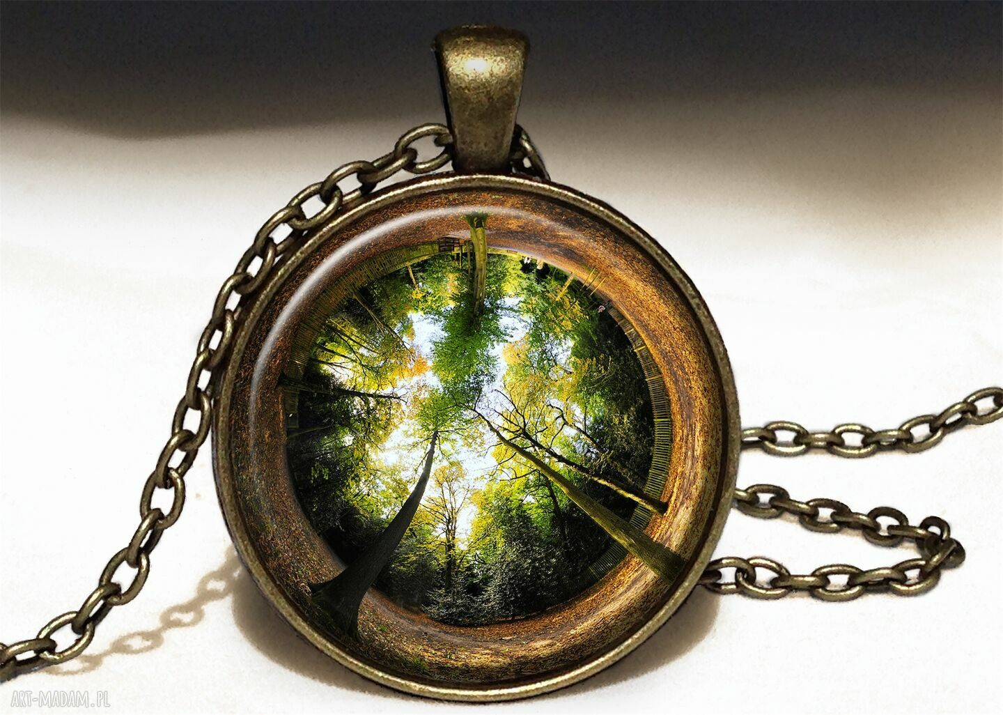 Las duży medalion łańcuszkiem prezent drzewo ręcznie