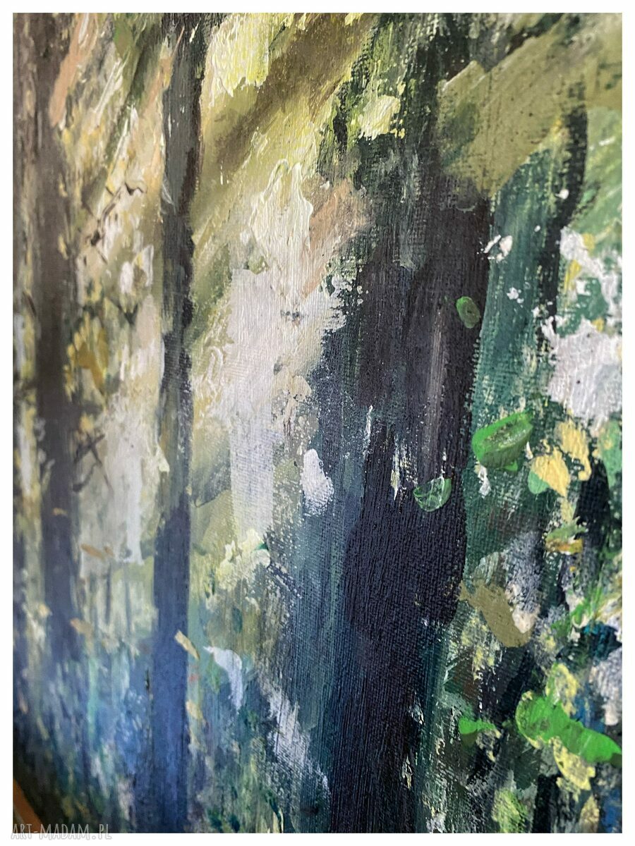 Las Skąpany w Słońcu - obraz ręcznie malowany na płótnie 40x60