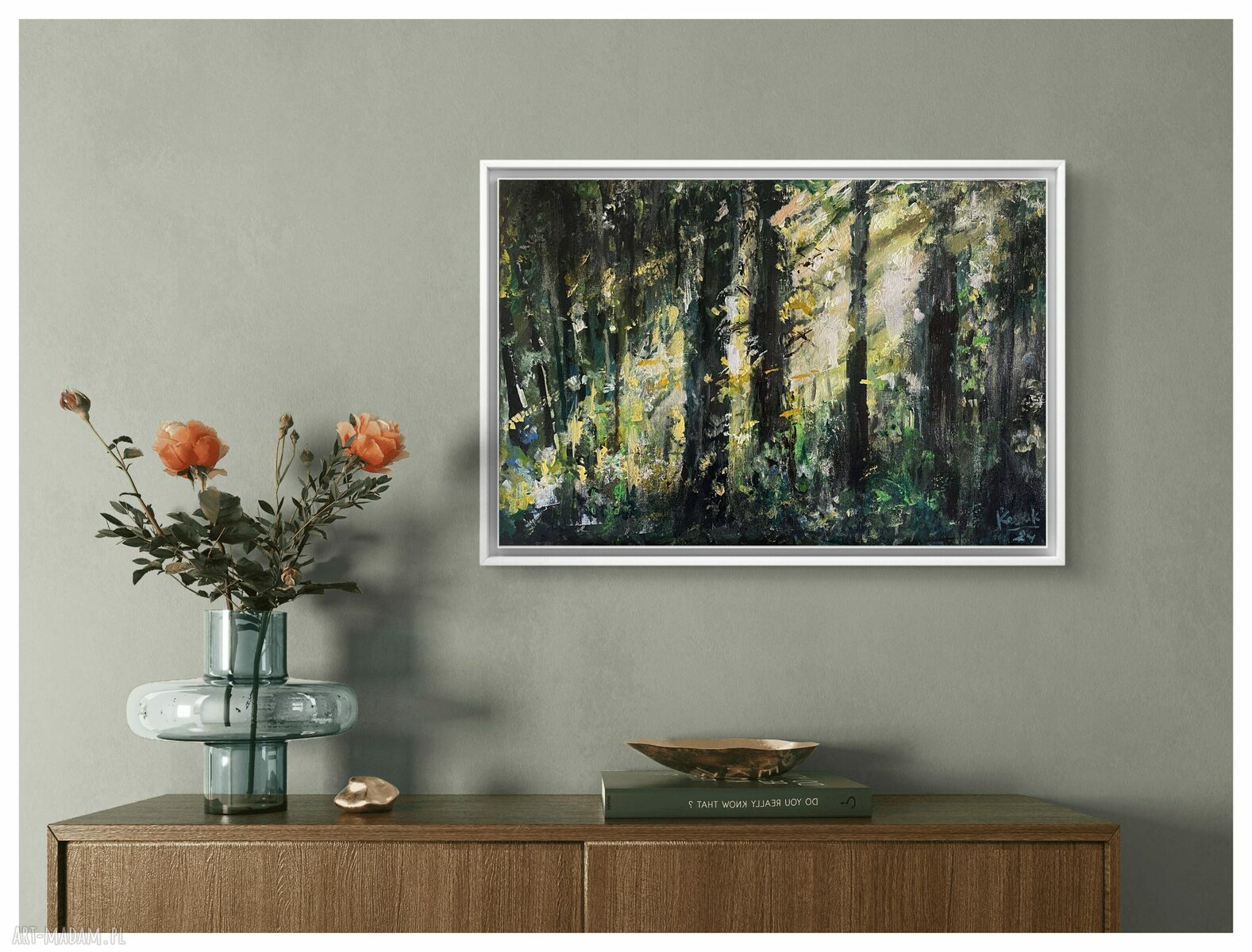 Las Skąpany w Słońcu - obraz ręcznie malowany na płótnie 40x60