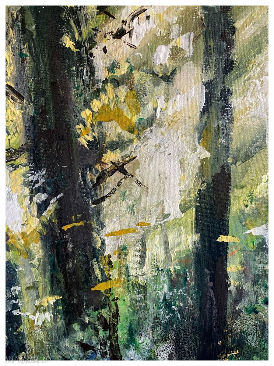 Las Skąpany w Słońcu - obraz ręcznie malowany na płótnie 40x60
