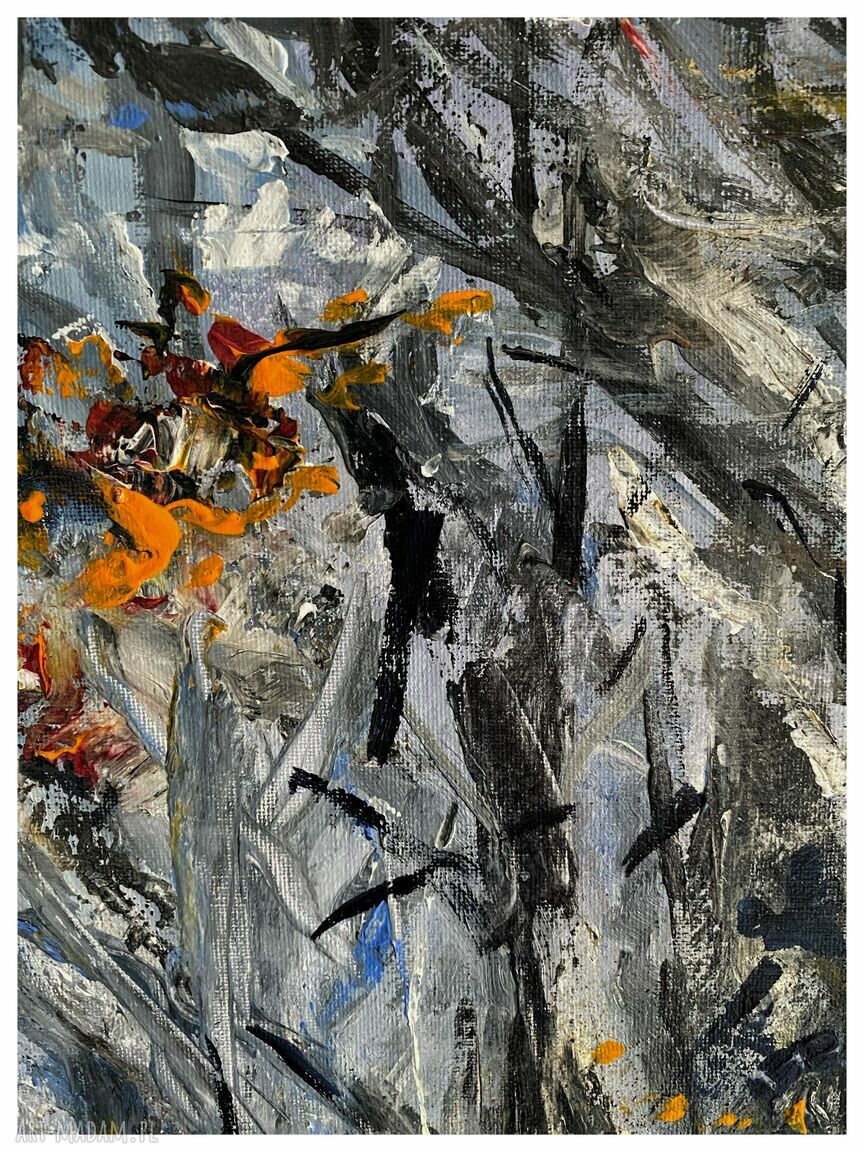 Las III - jesienny las. Obraz ręcznie malowany akryl na płótnie 40x50 cm do salonu i sypialni