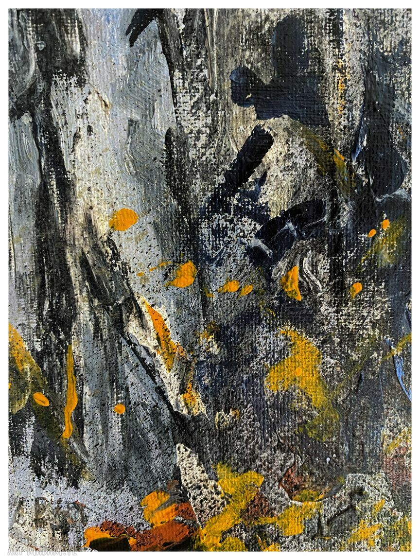 Las III - jesienny las. Obraz ręcznie malowany akryl na płótnie 40x50 cm do salonu i sypialni