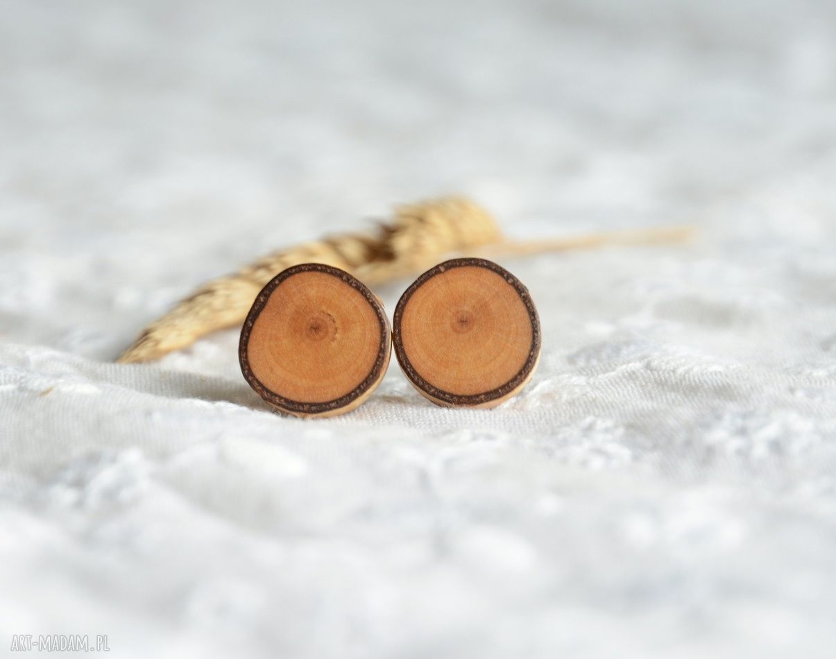 Kolczyki brzozy naturalne drewno natura drewniany las