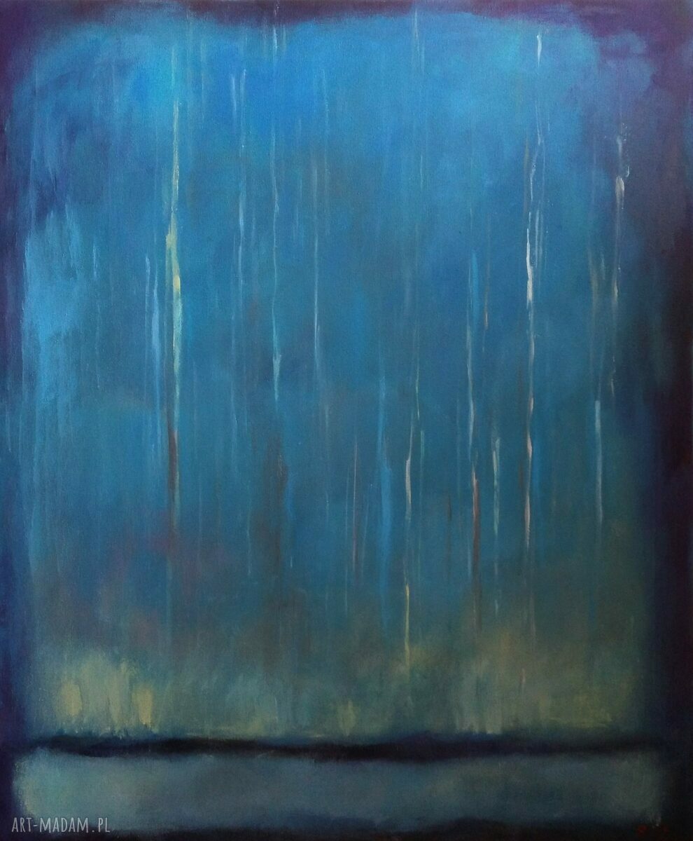 Las nocą - niebieska abstrakcja - obraz akrylowy 50x60 cm