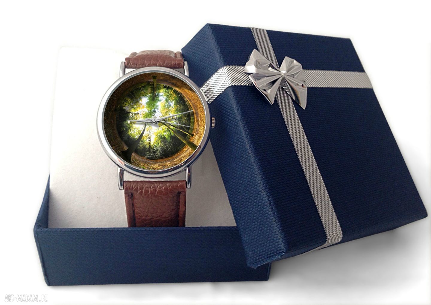 Las - skórzany zegarek damski z dużą tarczą 36 mm