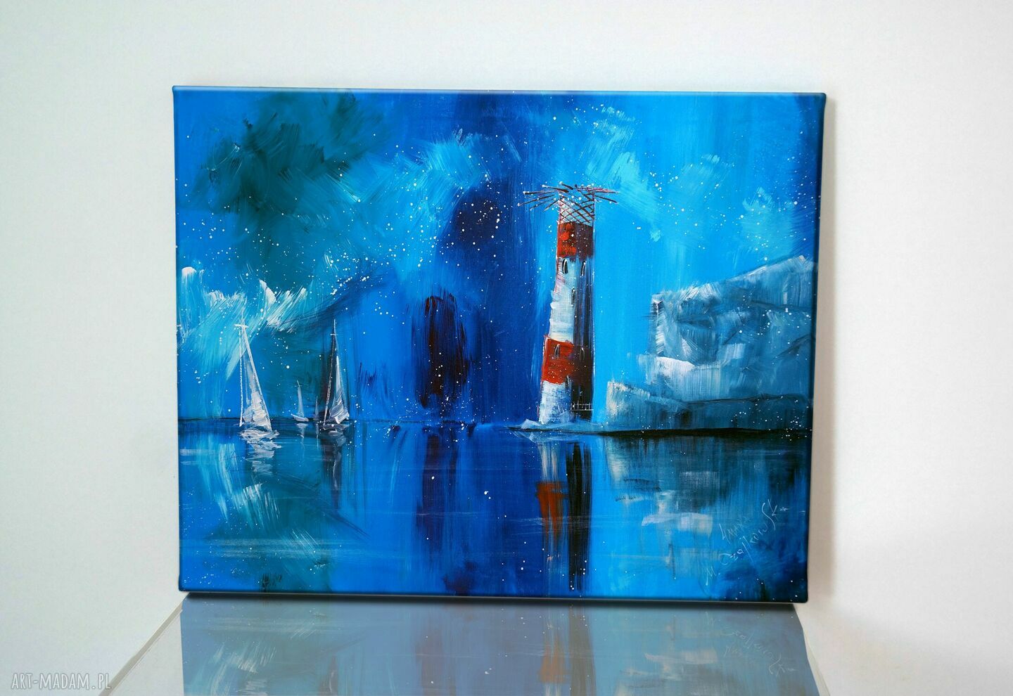 Latarnia morska The Needles - giclee na płótnie Canvas 50x35 cm