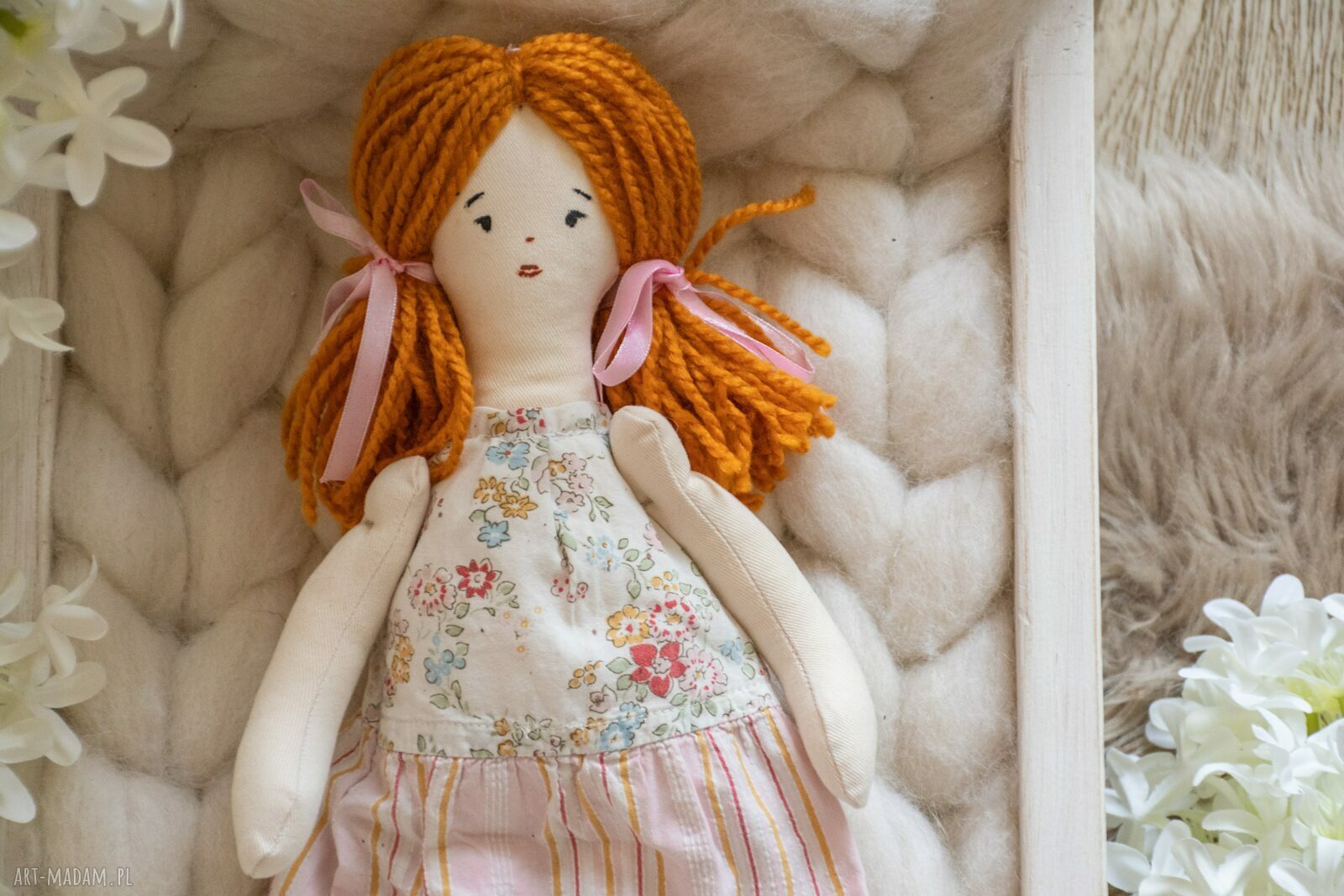 Lalka Łatka Edytka 30 cm - rękodzieło w stylu vintage