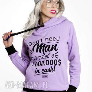 bluza i don t need a man - fioletowe bluzy