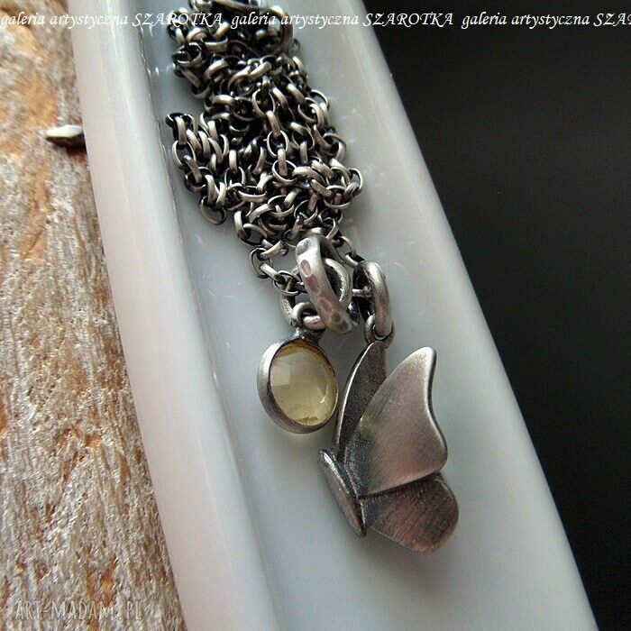 naszyjniki: LATO naszyjnik z cytrynu i srebra HandMade